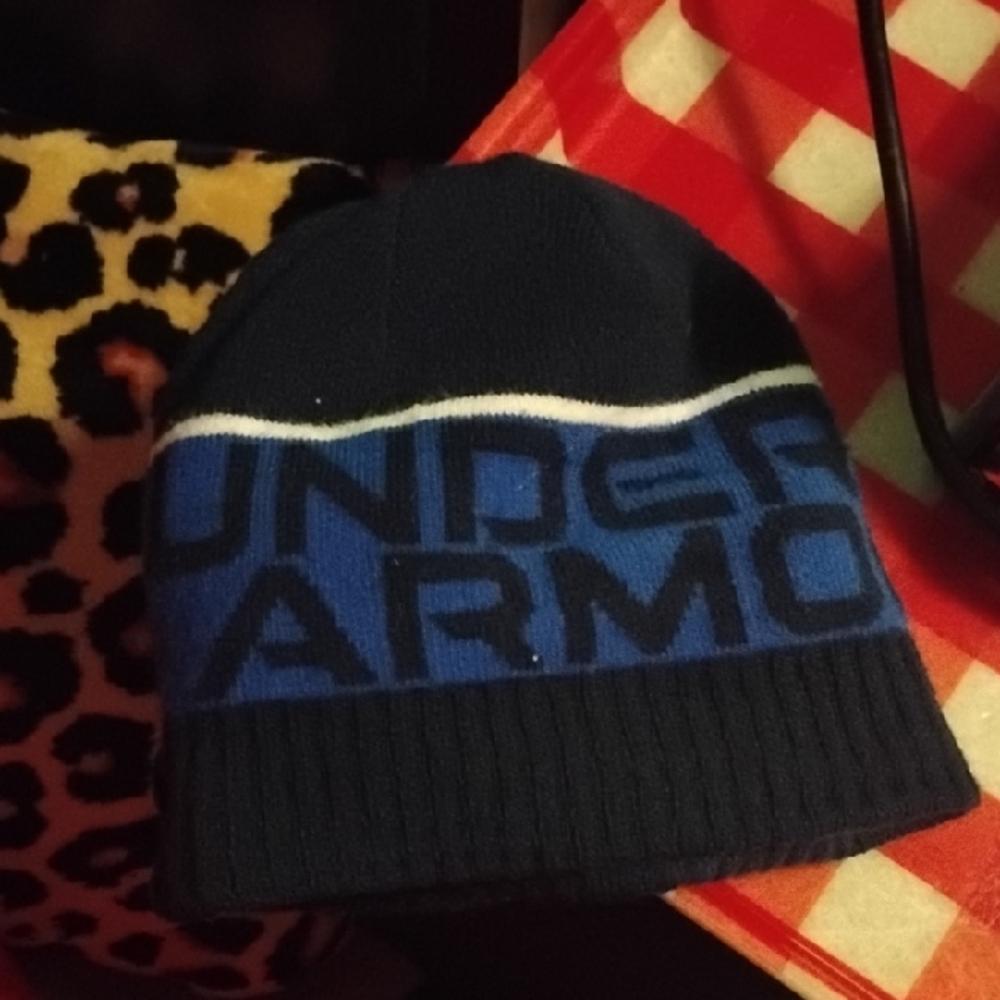Under Armour Black and Blue Beanie